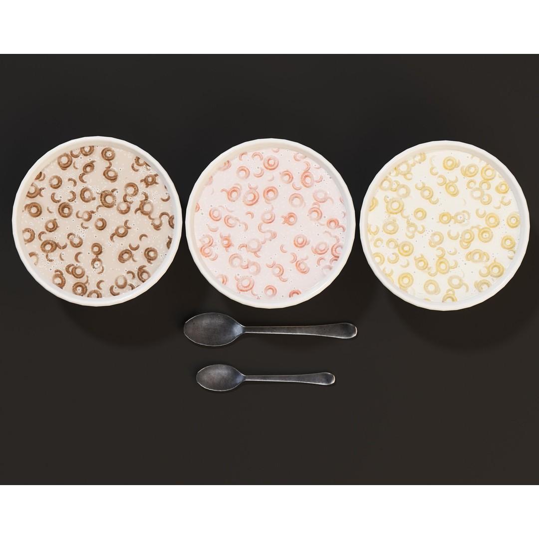 Cereal Bowl Set 3D Model – Low Poly PBR Asset, FBX, OBJ - View 8