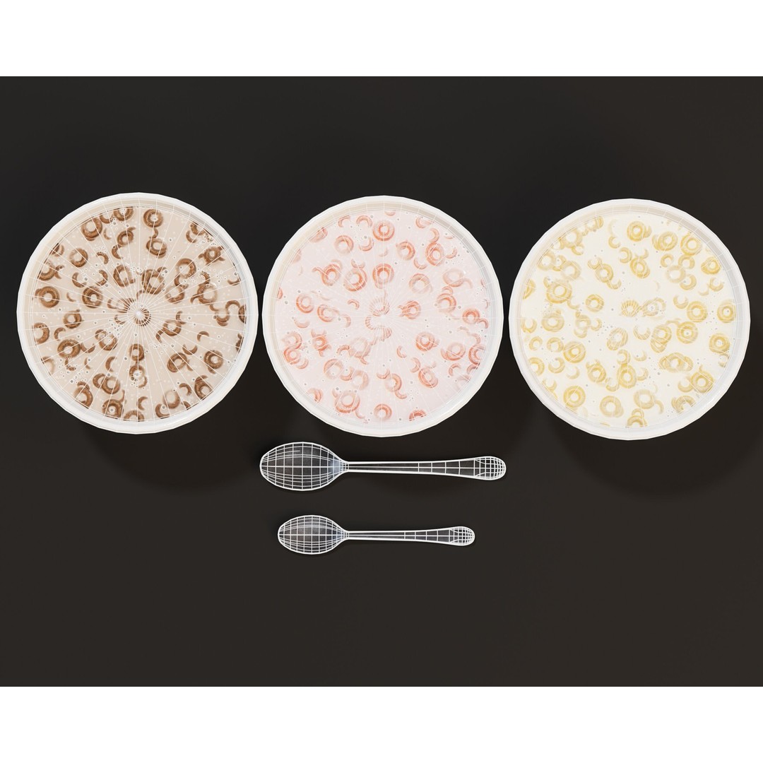 Cereal Bowl Set 3D Model – Low Poly PBR Asset, FBX, OBJ - View 9