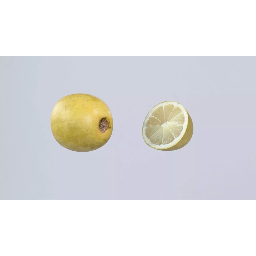 Lemon 3D Model – Photorealistic PBR Low Poly Asset, FBX, OBJ - View 12