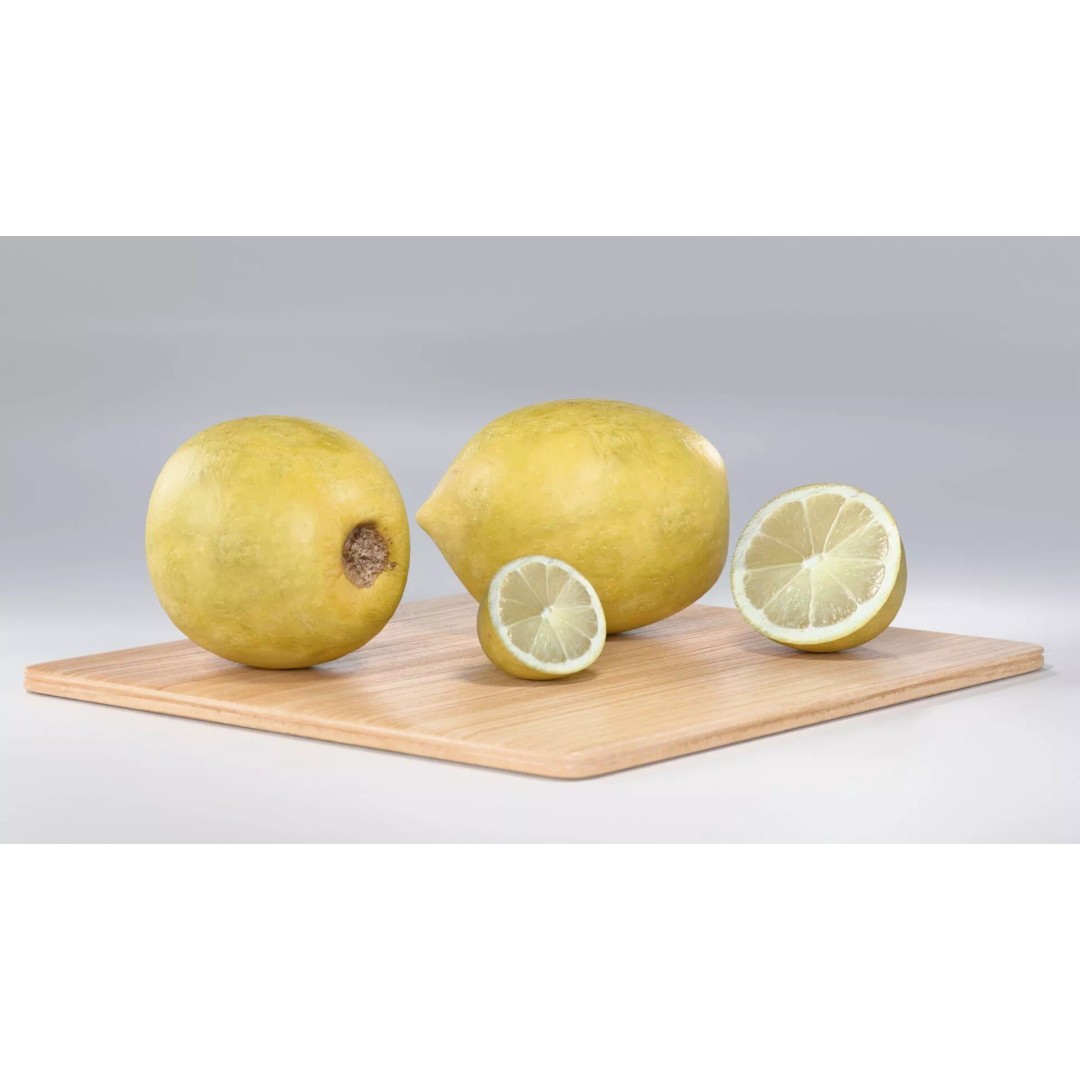 Lemon 3D Model – Photorealistic PBR Low Poly Asset, FBX, OBJ - View 2