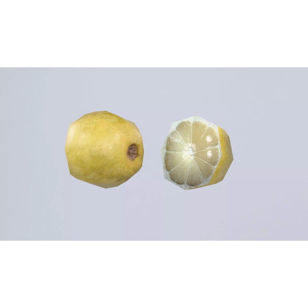 Lemon 3D Model – Photorealistic PBR Low Poly Asset, FBX, OBJ - View 7