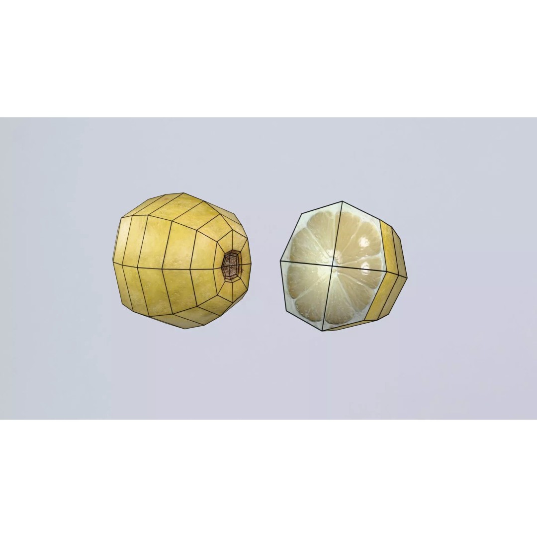 Lemon 3D Model – Photorealistic PBR Low Poly Asset, FBX, OBJ - View 8