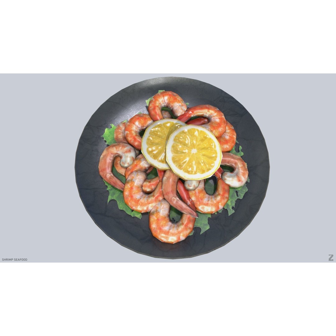 Shrimp 3D Model – Low Poly Seafood Asset, PBR Textures, FBX - View 10