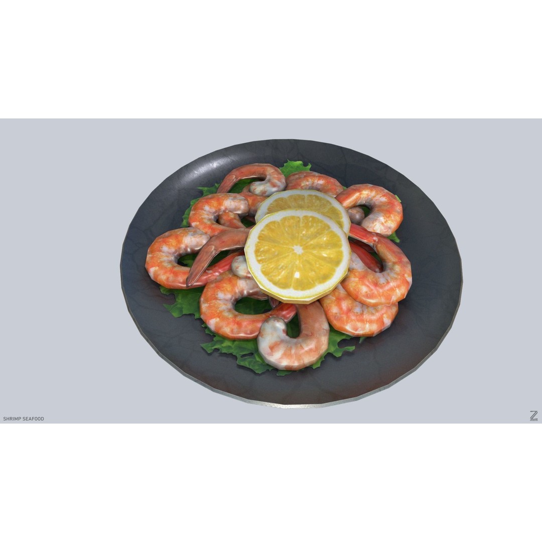Shrimp 3D Model – Low Poly Seafood Asset, PBR Textures, FBX - View 5