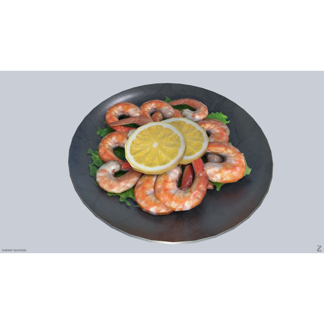 Shrimp 3D Model – Low Poly Seafood Asset, PBR Textures, FBX - View 6