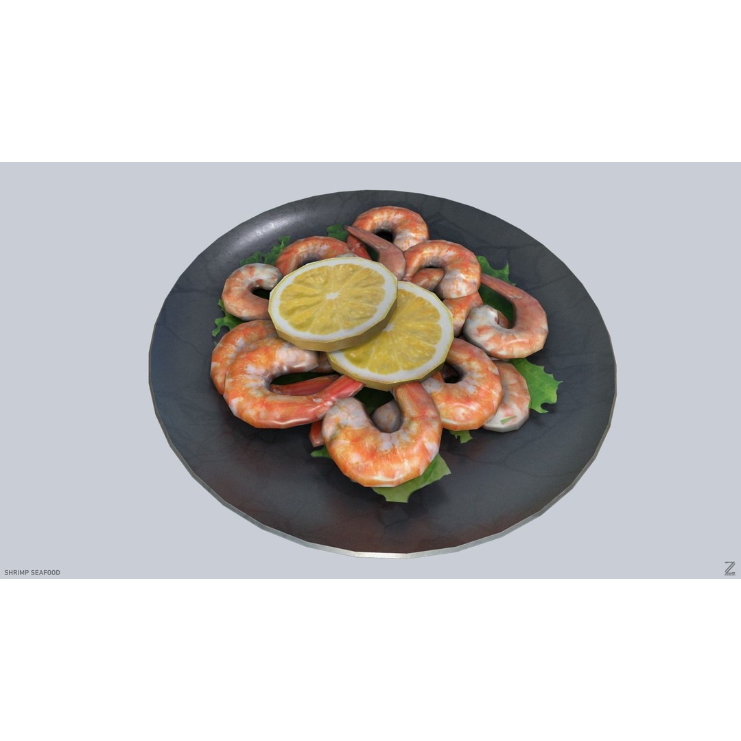 Shrimp 3D Model – Low Poly Seafood Asset, PBR Textures, FBX - View 7