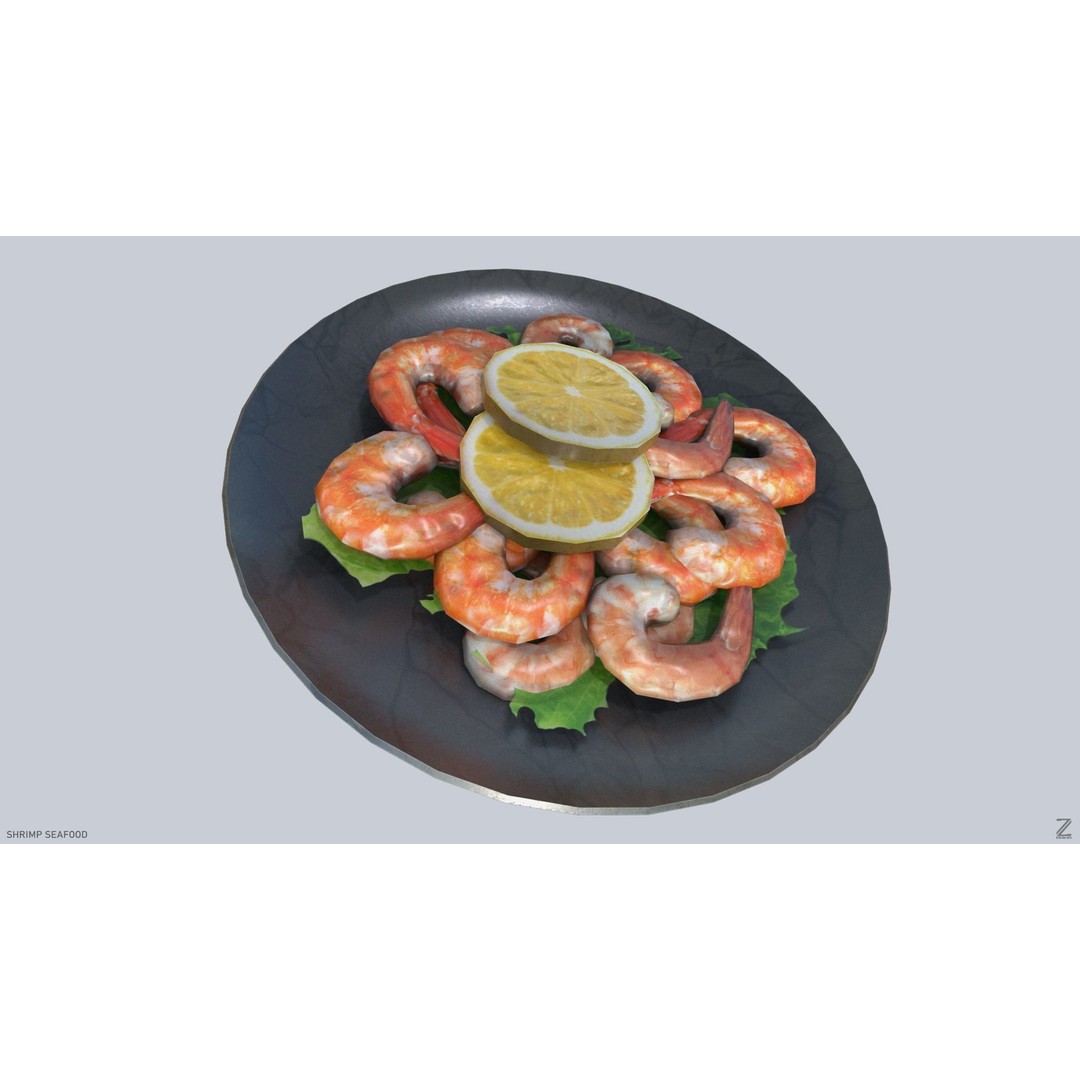 Shrimp 3D Model – Low Poly Seafood Asset, PBR Textures, FBX - View 8