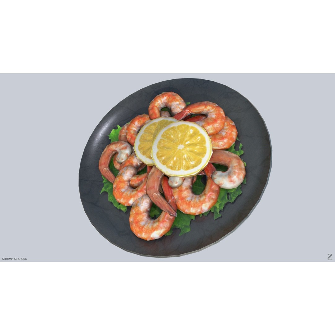Shrimp 3D Model – Low Poly Seafood Asset, PBR Textures, FBX - View 9