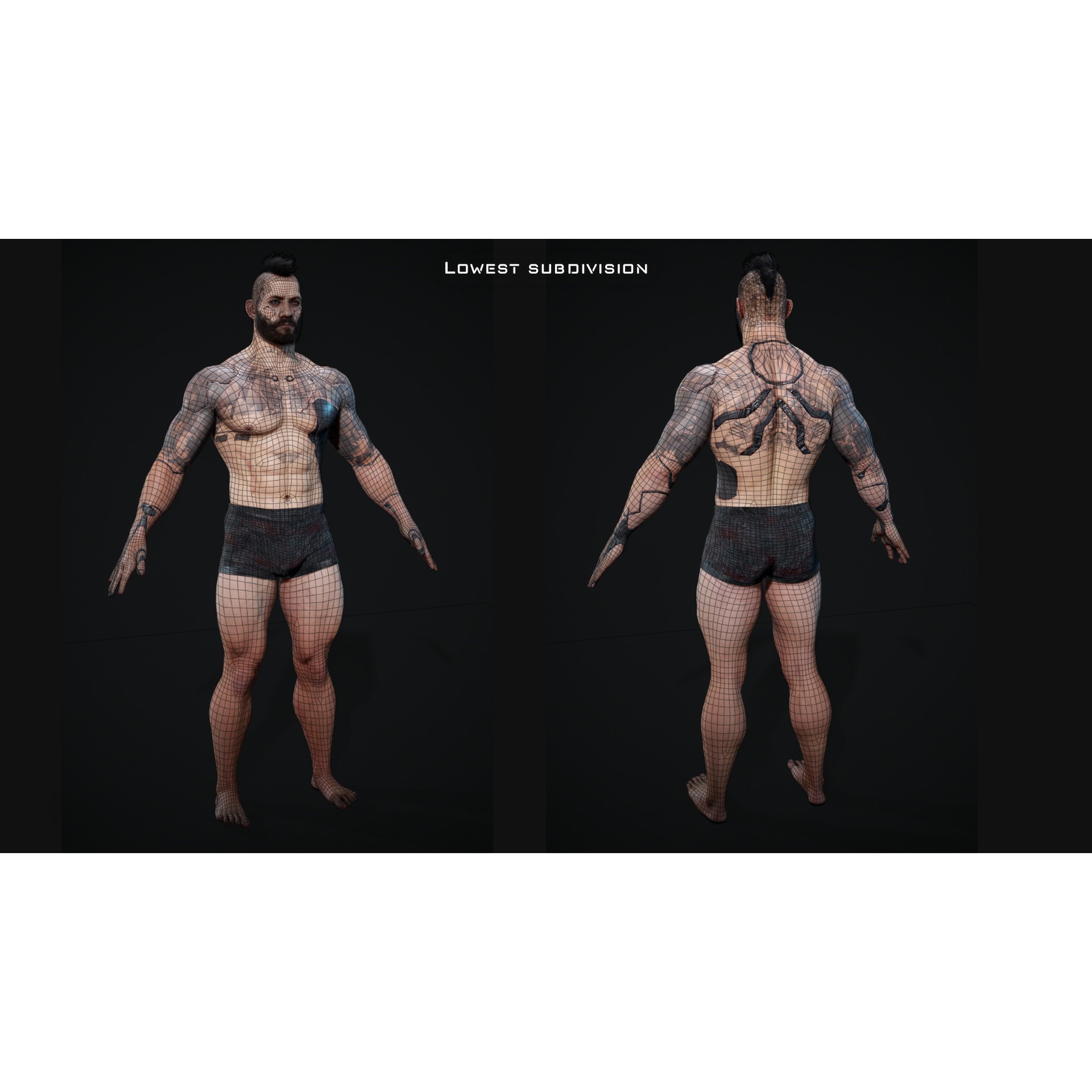 Base Male Sci-Fi Character - Low-Poly Game-Ready 3D Model - View 10