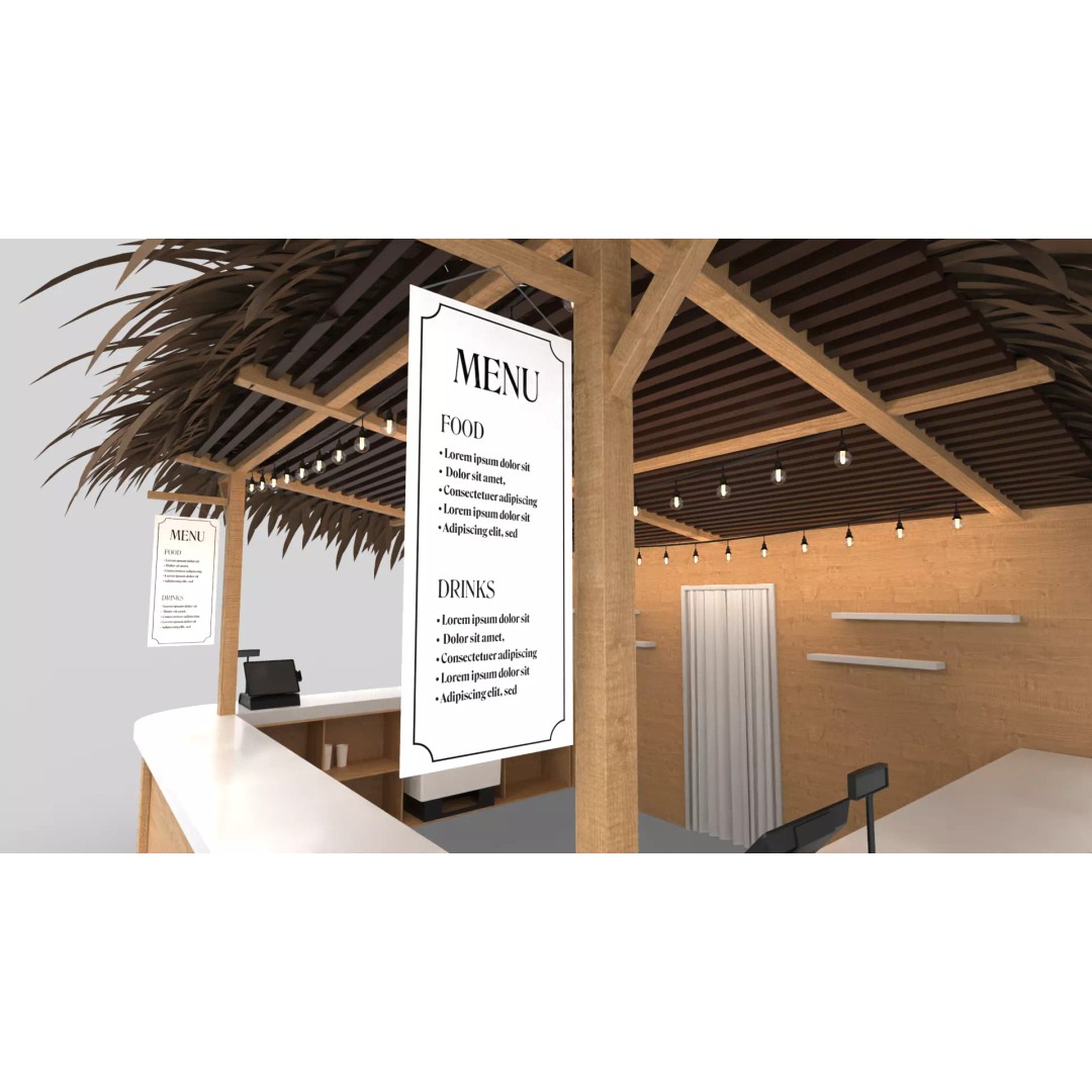 Beach Bar 3D Model – Wood Kiosk with Textures, FBX & OBJ - View 10