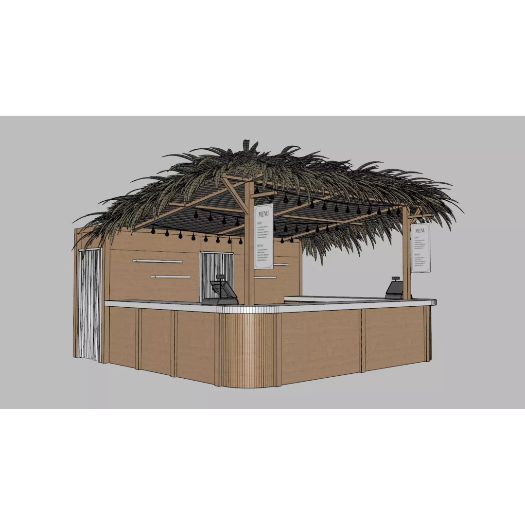 Beach Bar 3D Model – Wood Kiosk with Textures, FBX & OBJ - View 14