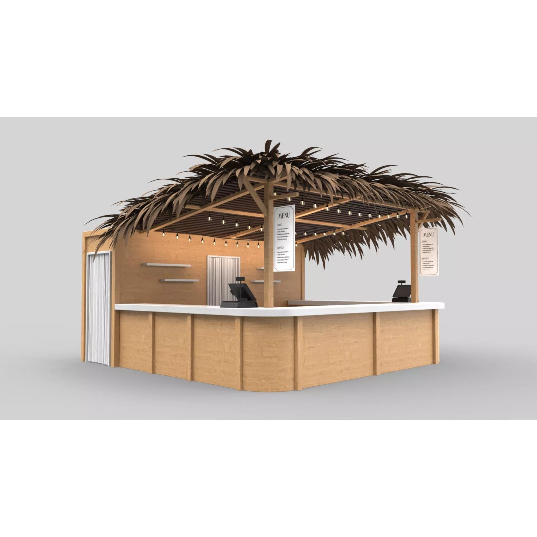 Beach Bar 3D Model – Wood Kiosk with Textures, FBX & OBJ - View 2