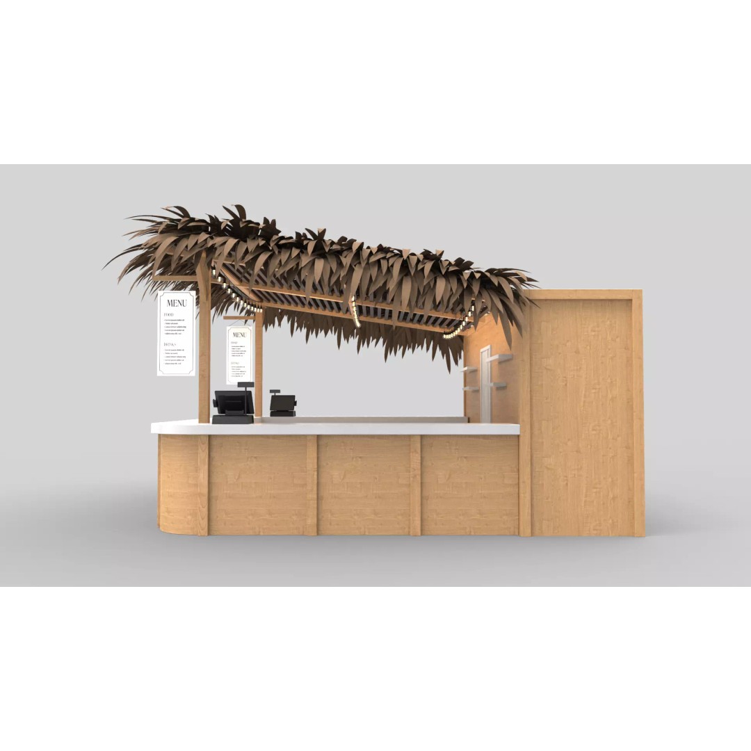 Beach Bar 3D Model – Wood Kiosk with Textures, FBX & OBJ - View 4