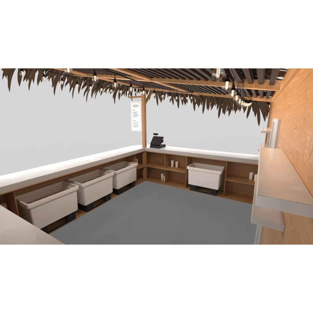 Beach Bar 3D Model – Wood Kiosk with Textures, FBX & OBJ - View 8