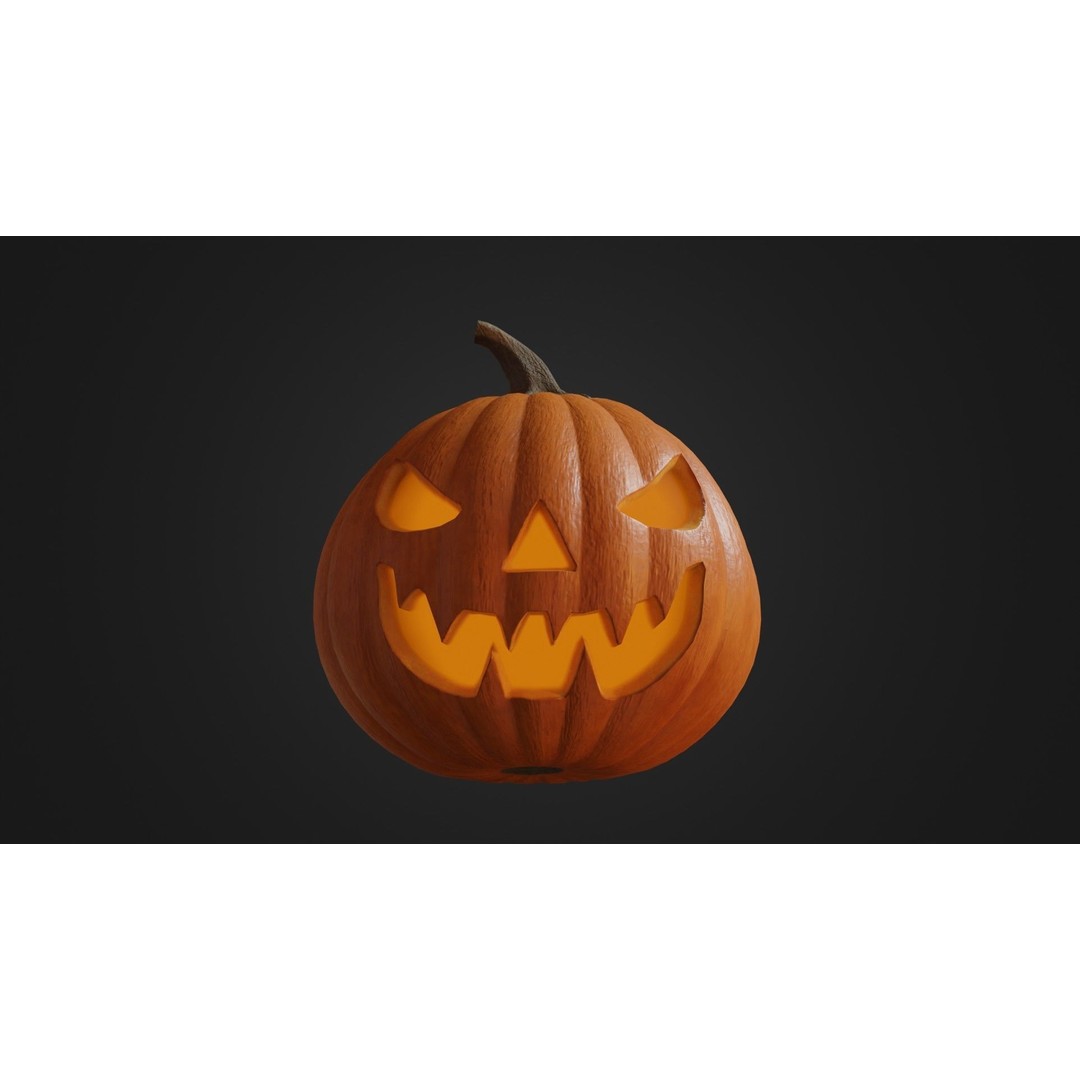Halloween Pumpkin 3D Model – Low Poly Game Asset, FBX, PBR Textures