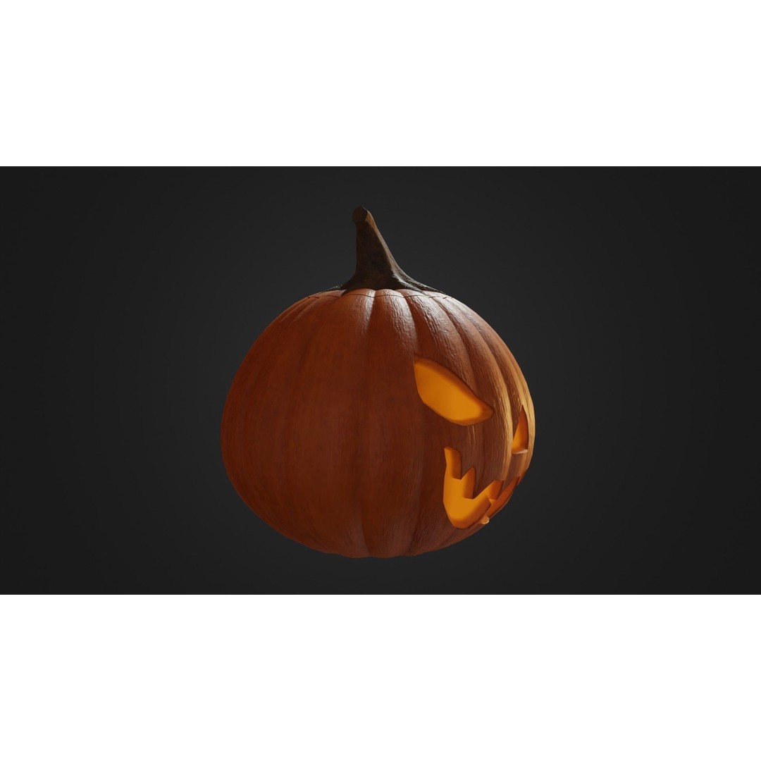 Halloween Pumpkin 3D Model – Low Poly Game Asset, FBX, PBR Textures - View 10