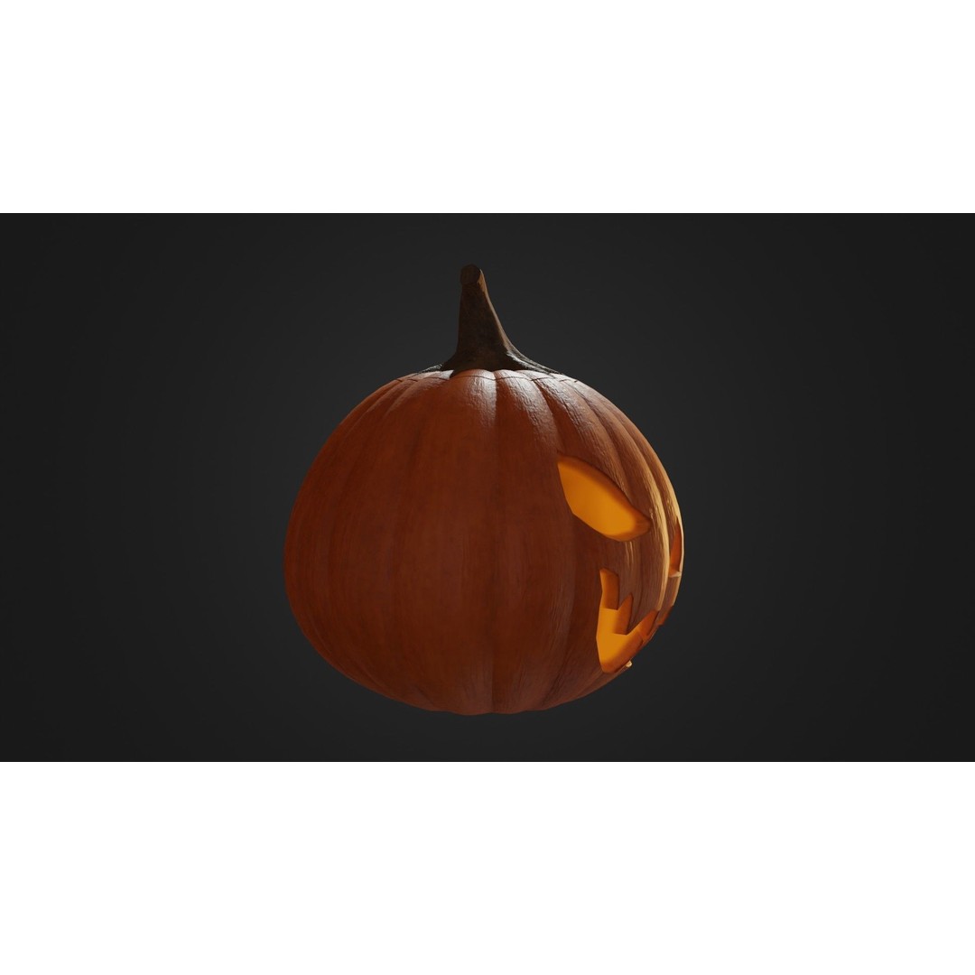 Halloween Pumpkin 3D Model – Low Poly Game Asset, FBX, PBR Textures - View 11
