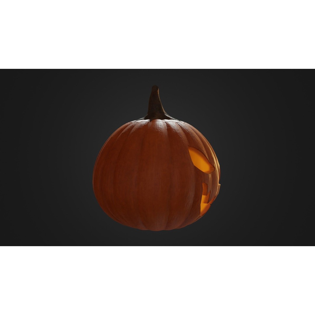Halloween Pumpkin 3D Model – Low Poly Game Asset, FBX, PBR Textures - View 12