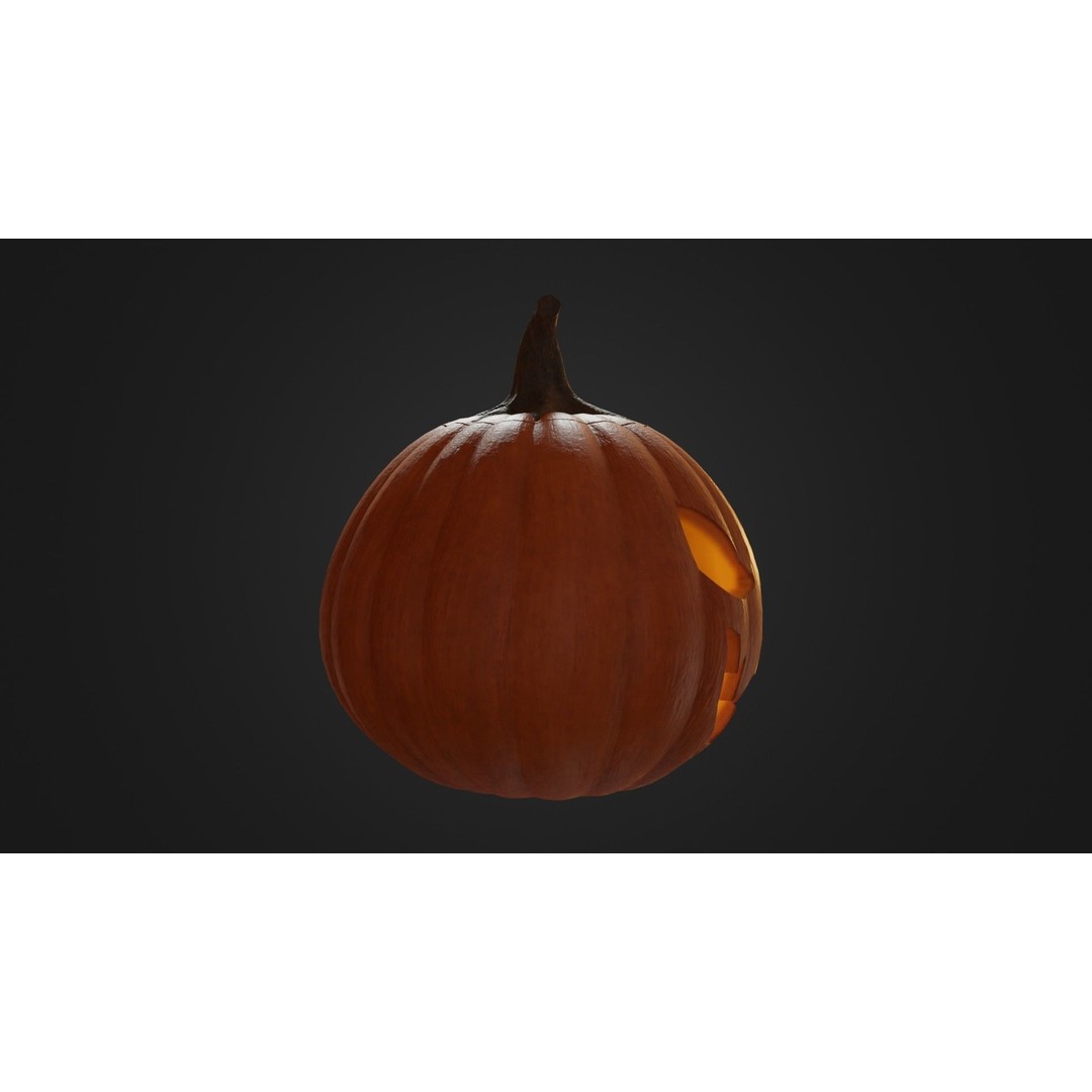 Halloween Pumpkin 3D Model – Low Poly Game Asset, FBX, PBR Textures - View 13