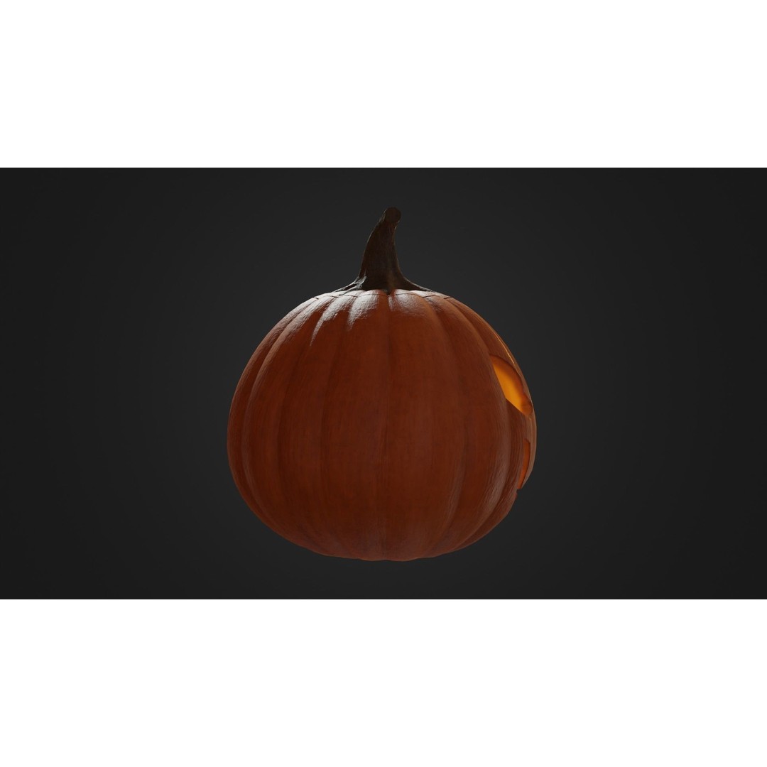 Halloween Pumpkin 3D Model – Low Poly Game Asset, FBX, PBR Textures - View 14