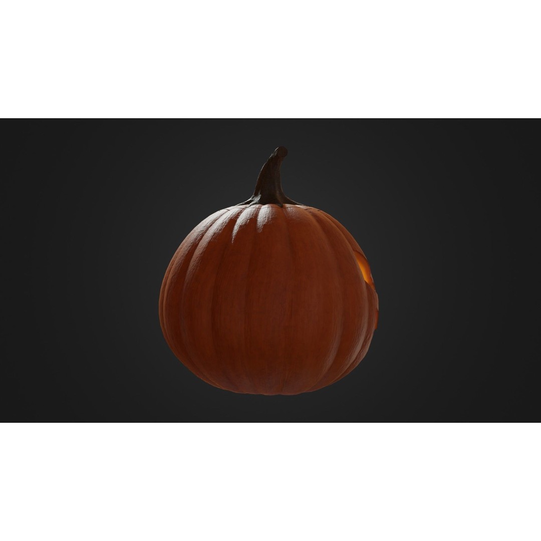 Halloween Pumpkin 3D Model – Low Poly Game Asset, FBX, PBR Textures - View 15