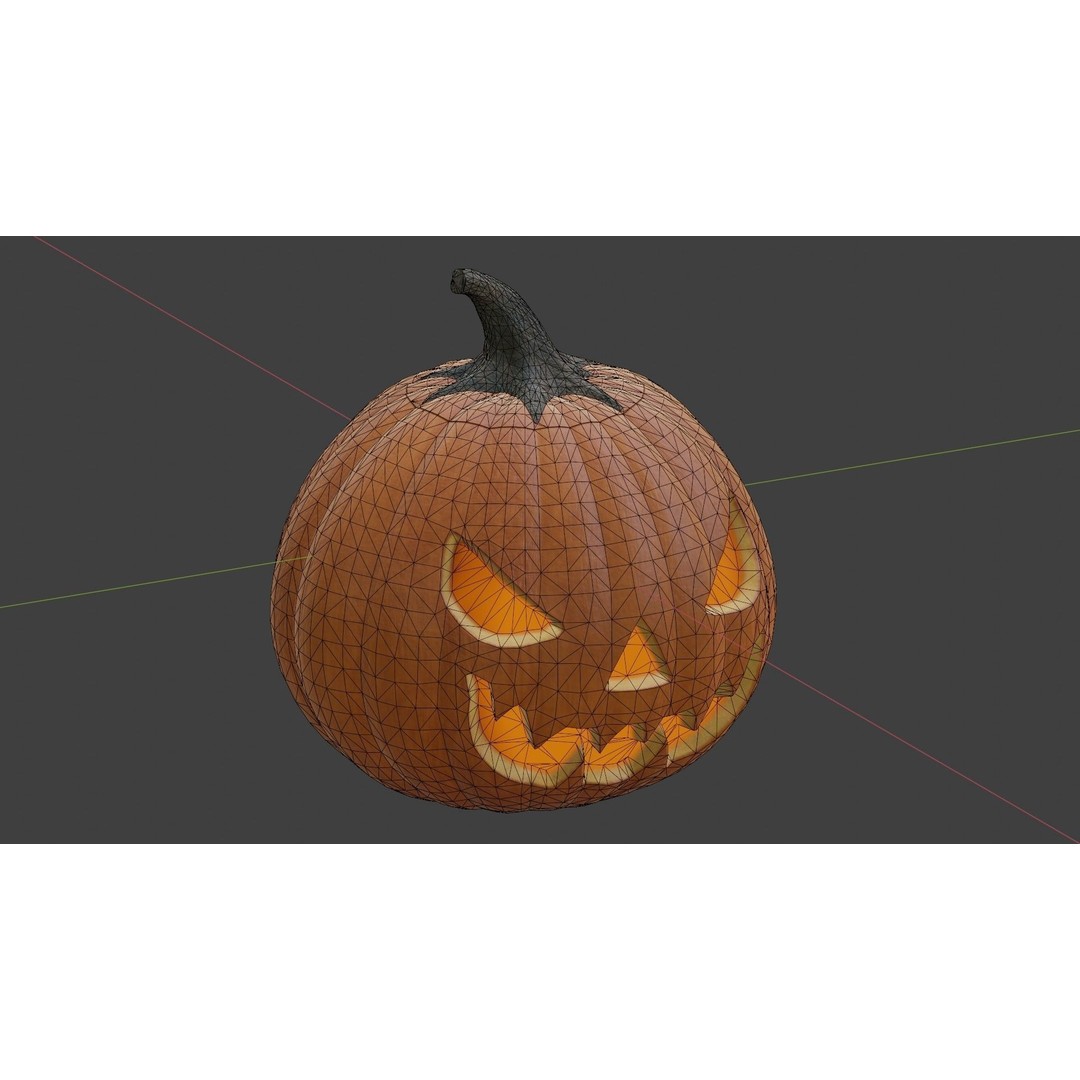 Halloween Pumpkin 3D Model – Low Poly Game Asset, FBX, PBR Textures - View 3