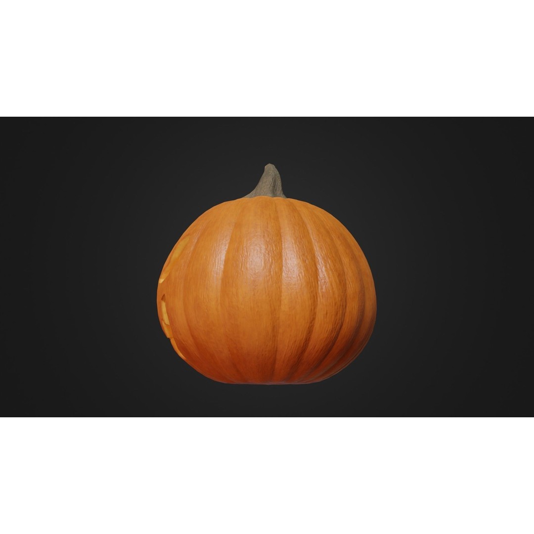 Halloween Pumpkin 3D Model – Low Poly Game Asset, FBX, PBR Textures - View 32