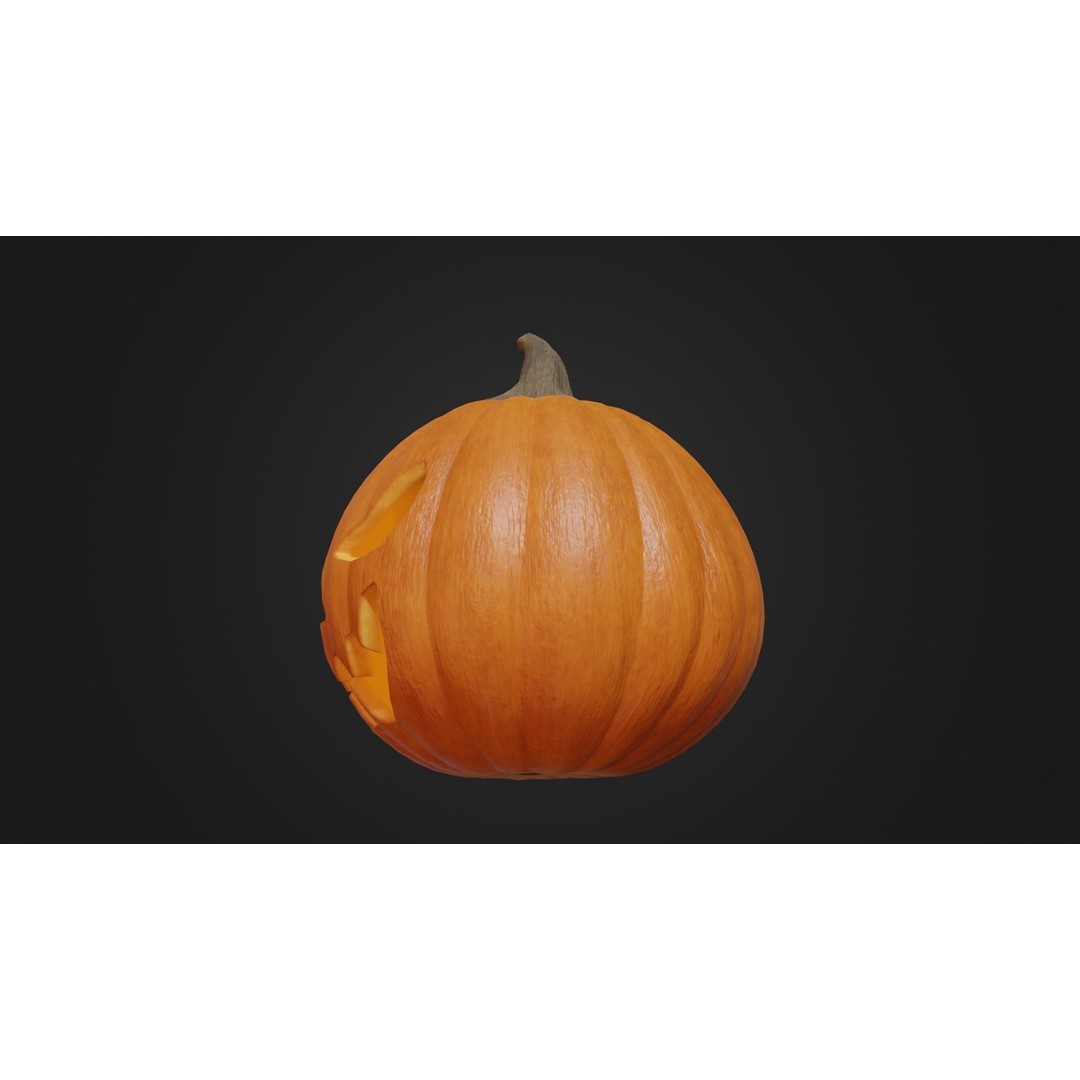 Halloween Pumpkin 3D Model – Low Poly Game Asset, FBX, PBR Textures - View 34