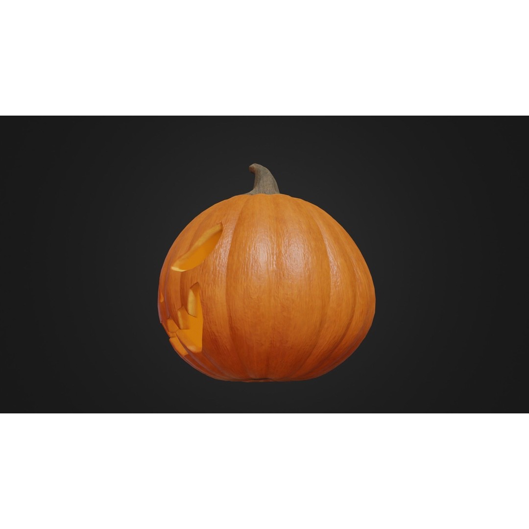 Halloween Pumpkin 3D Model – Low Poly Game Asset, FBX, PBR Textures - View 35