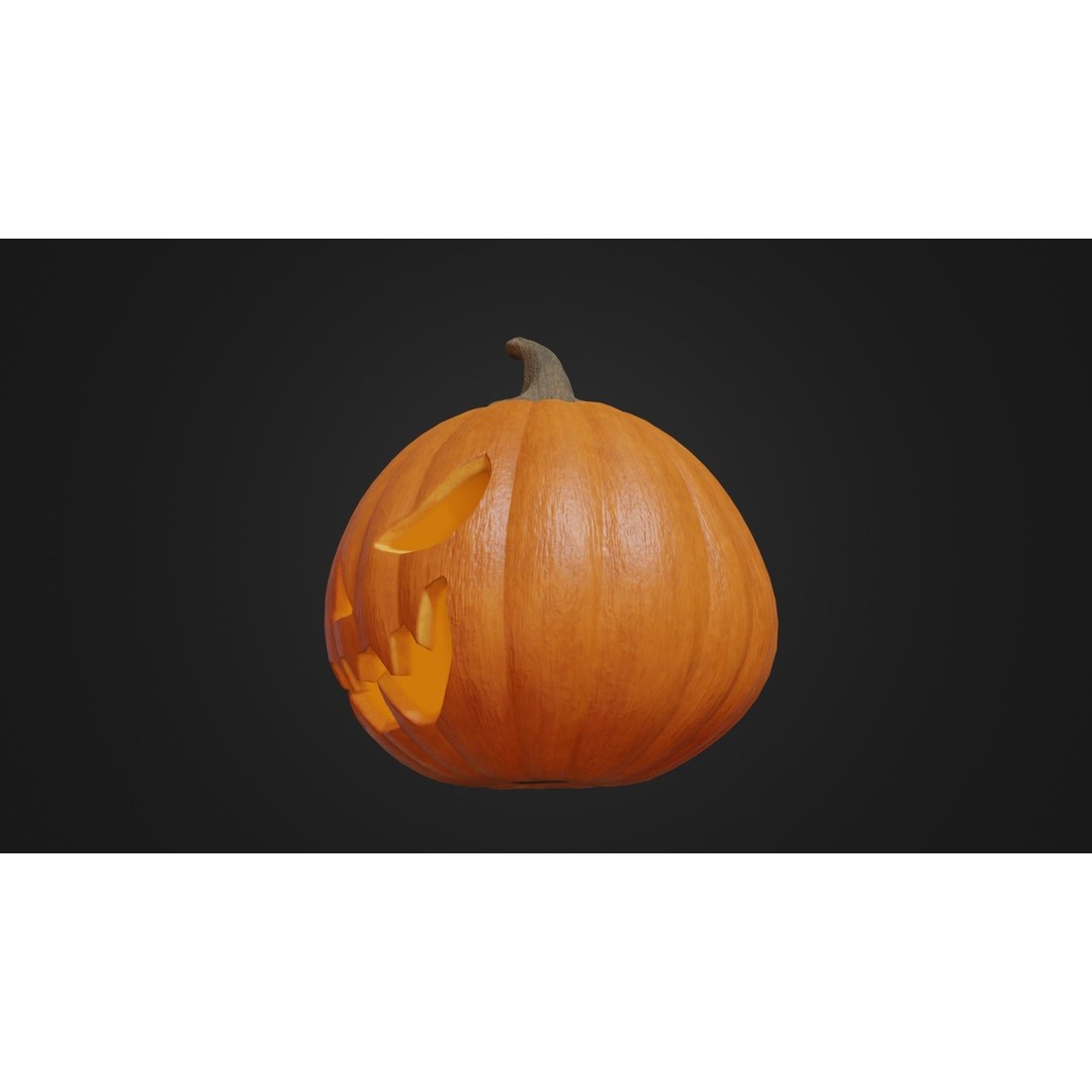 Halloween Pumpkin 3D Model – Low Poly Game Asset, FBX, PBR Textures - View 36
