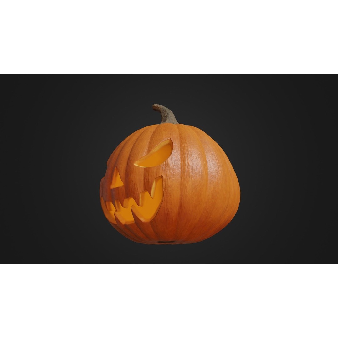 Halloween Pumpkin 3D Model – Low Poly Game Asset, FBX, PBR Textures - View 38