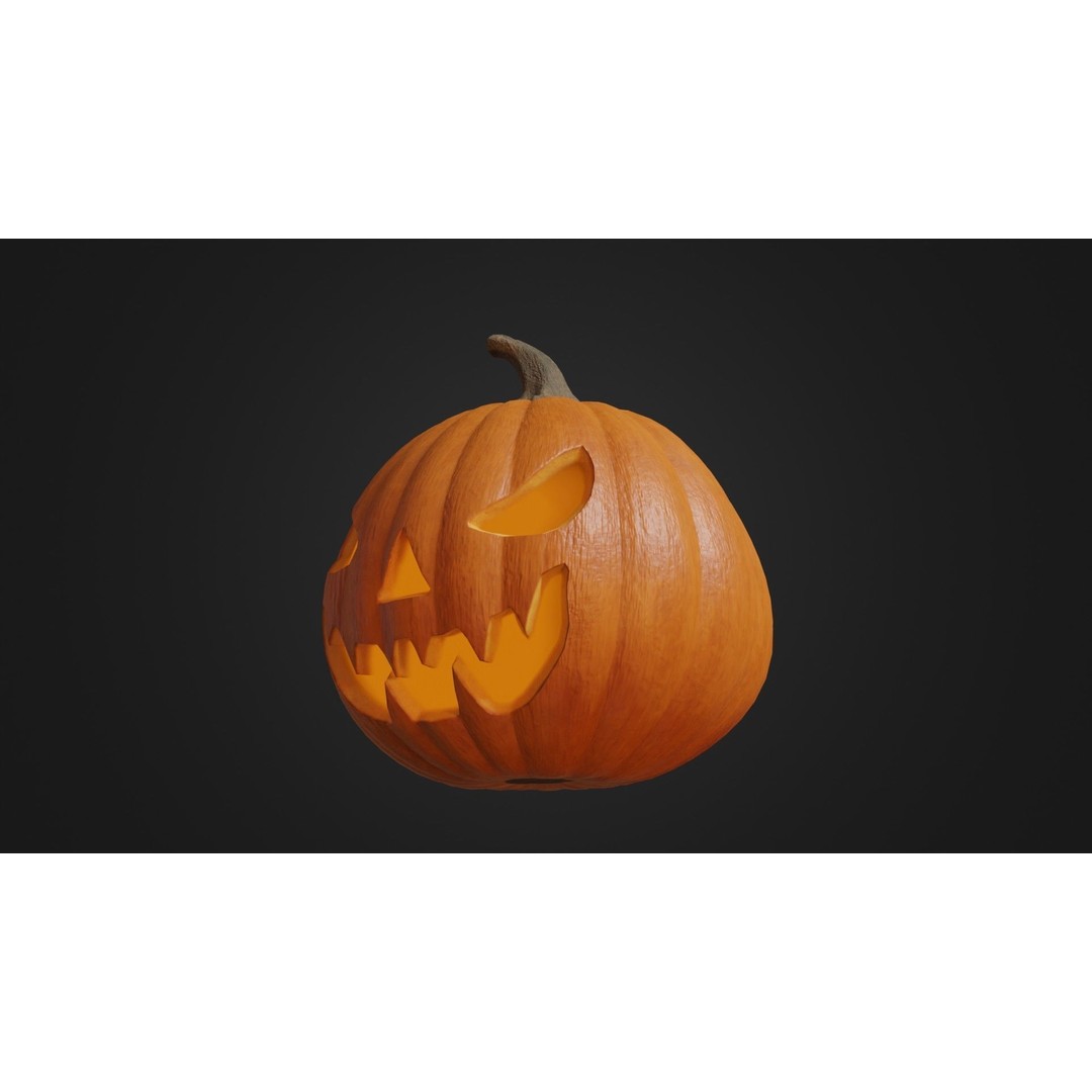 Halloween Pumpkin 3D Model – Low Poly Game Asset, FBX, PBR Textures - View 39