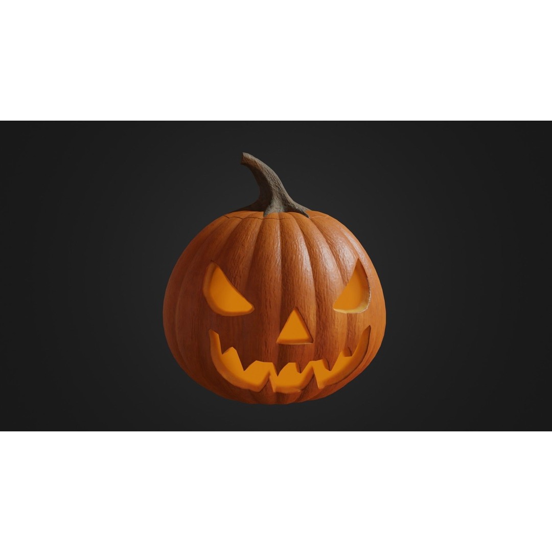 Halloween Pumpkin 3D Model – Low Poly Game Asset, FBX, PBR Textures - View 4