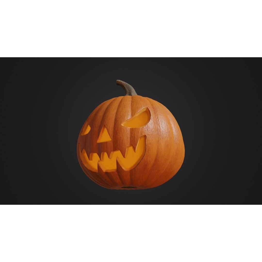 Halloween Pumpkin 3D Model – Low Poly Game Asset, FBX, PBR Textures - View 40
