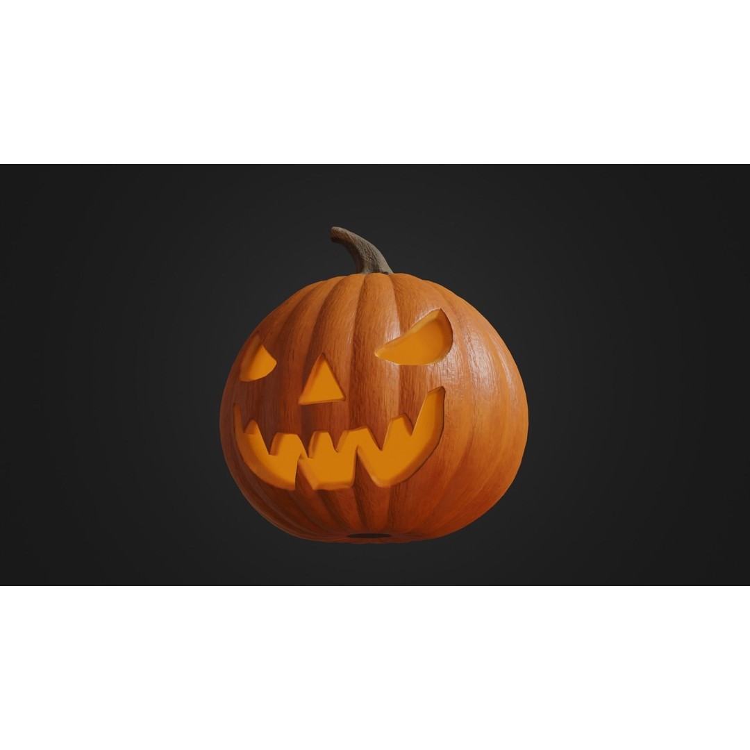 Halloween Pumpkin 3D Model – Low Poly Game Asset, FBX, PBR Textures - View 41