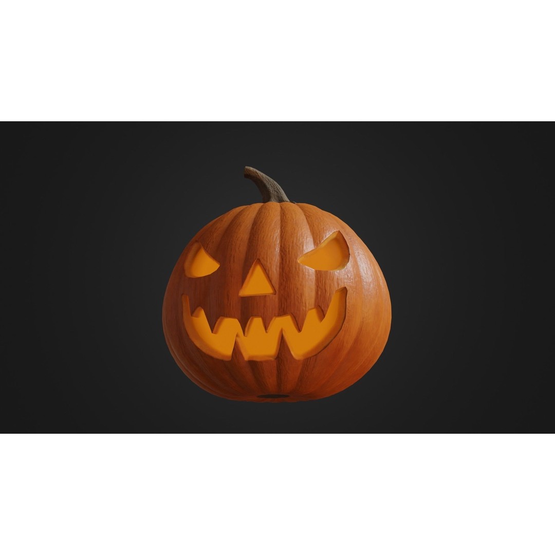 Halloween Pumpkin 3D Model – Low Poly Game Asset, FBX, PBR Textures - View 42