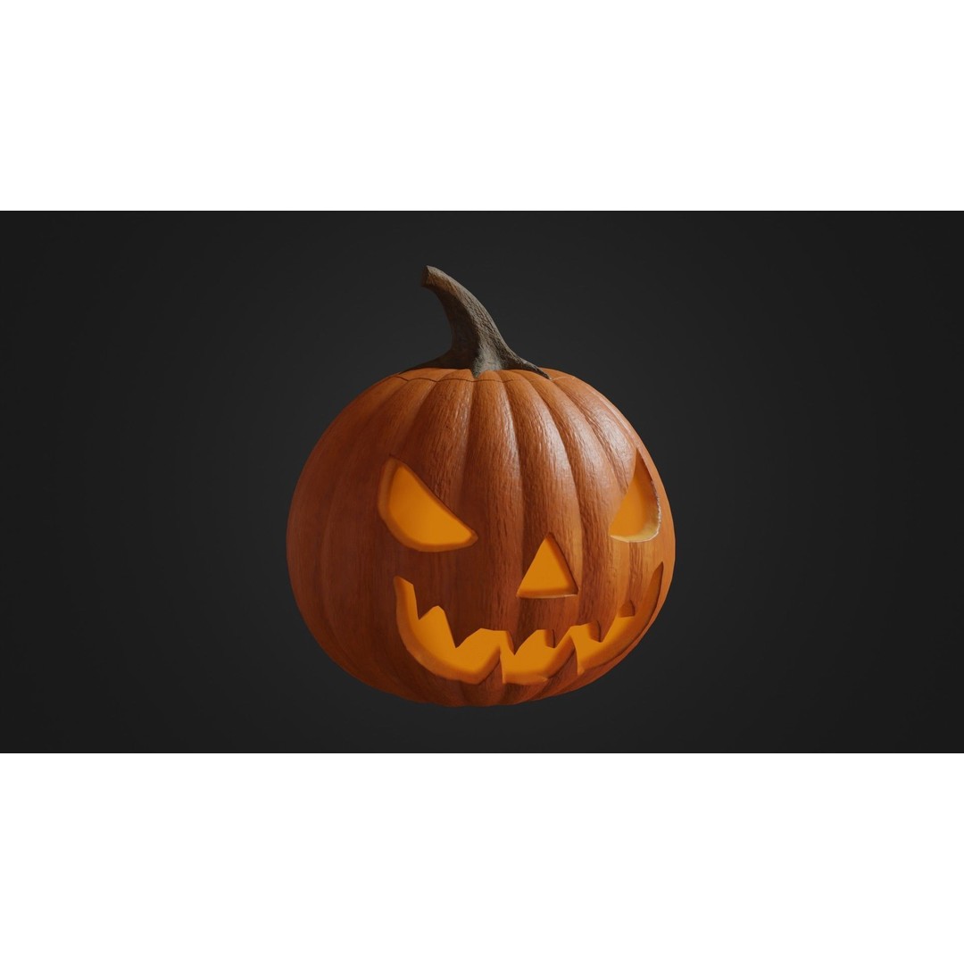 Halloween Pumpkin 3D Model – Low Poly Game Asset, FBX, PBR Textures - View 5