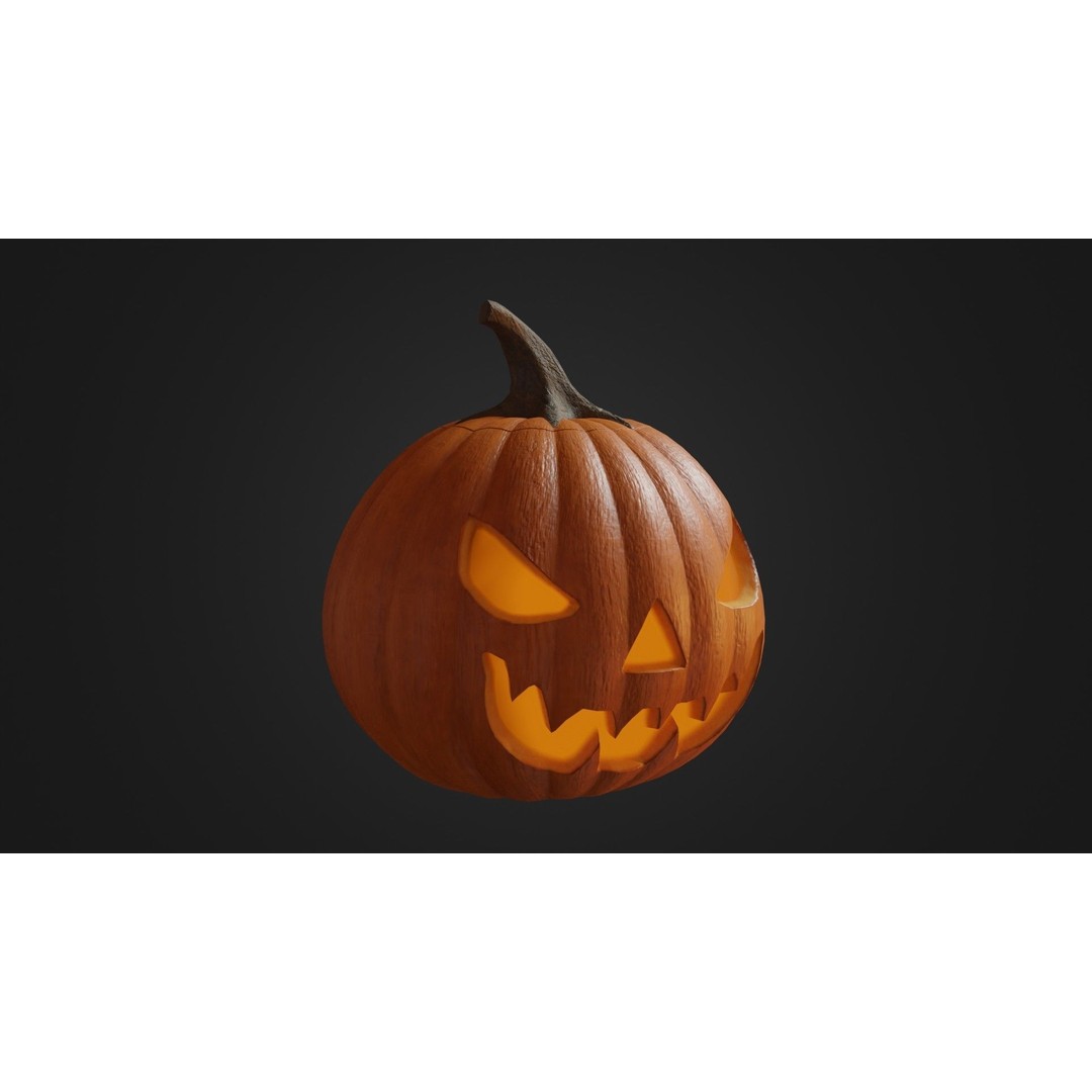 Halloween Pumpkin 3D Model – Low Poly Game Asset, FBX, PBR Textures - View 6