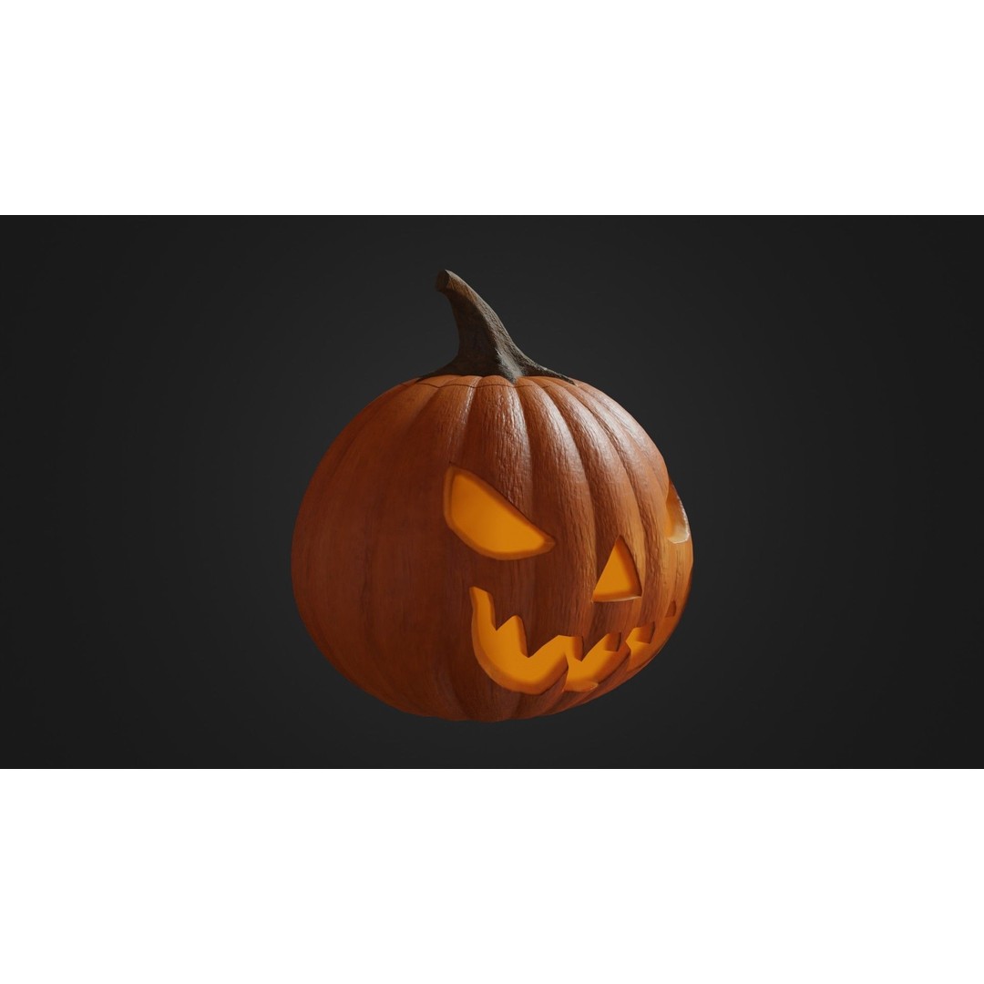 Halloween Pumpkin 3D Model – Low Poly Game Asset, FBX, PBR Textures - View 7