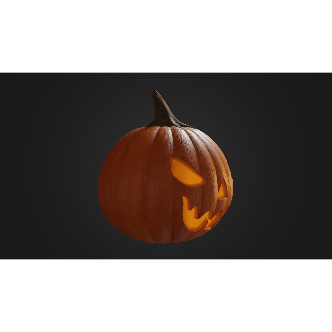 Halloween Pumpkin 3D Model – Low Poly Game Asset, FBX, PBR Textures - View 9