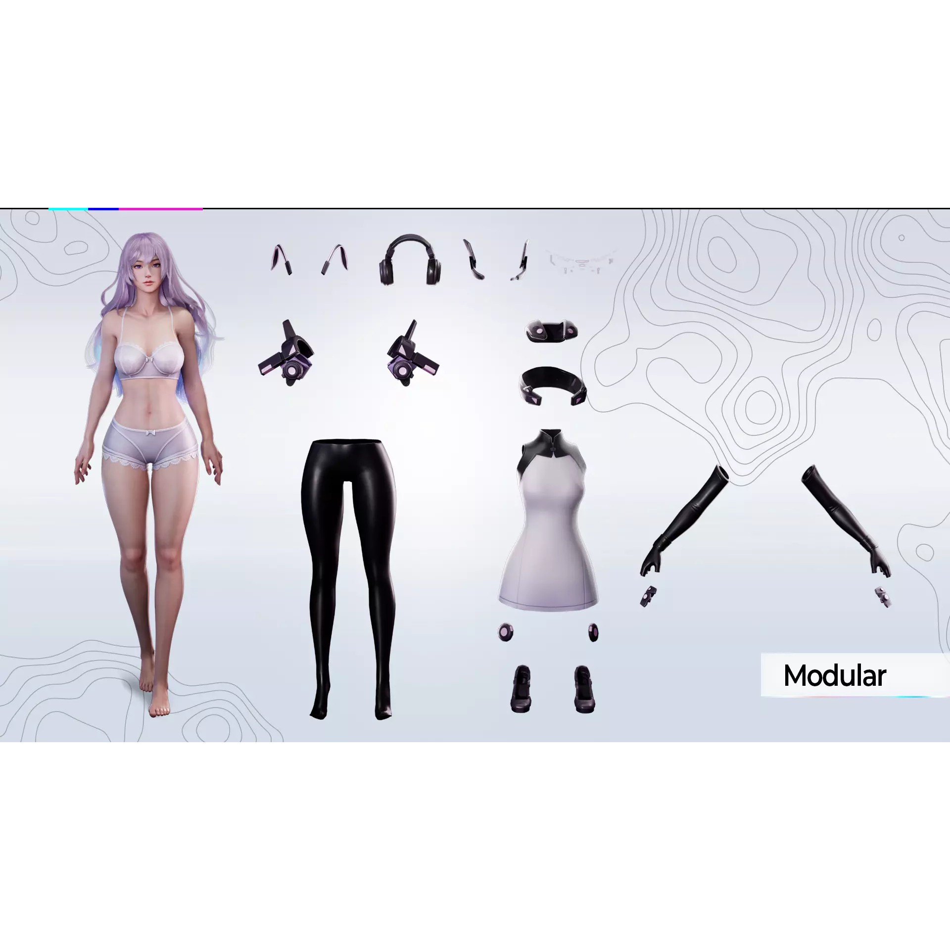 Cyber Operator Girl Ophelia - Low-Poly Game-Ready 3D Model - View 10