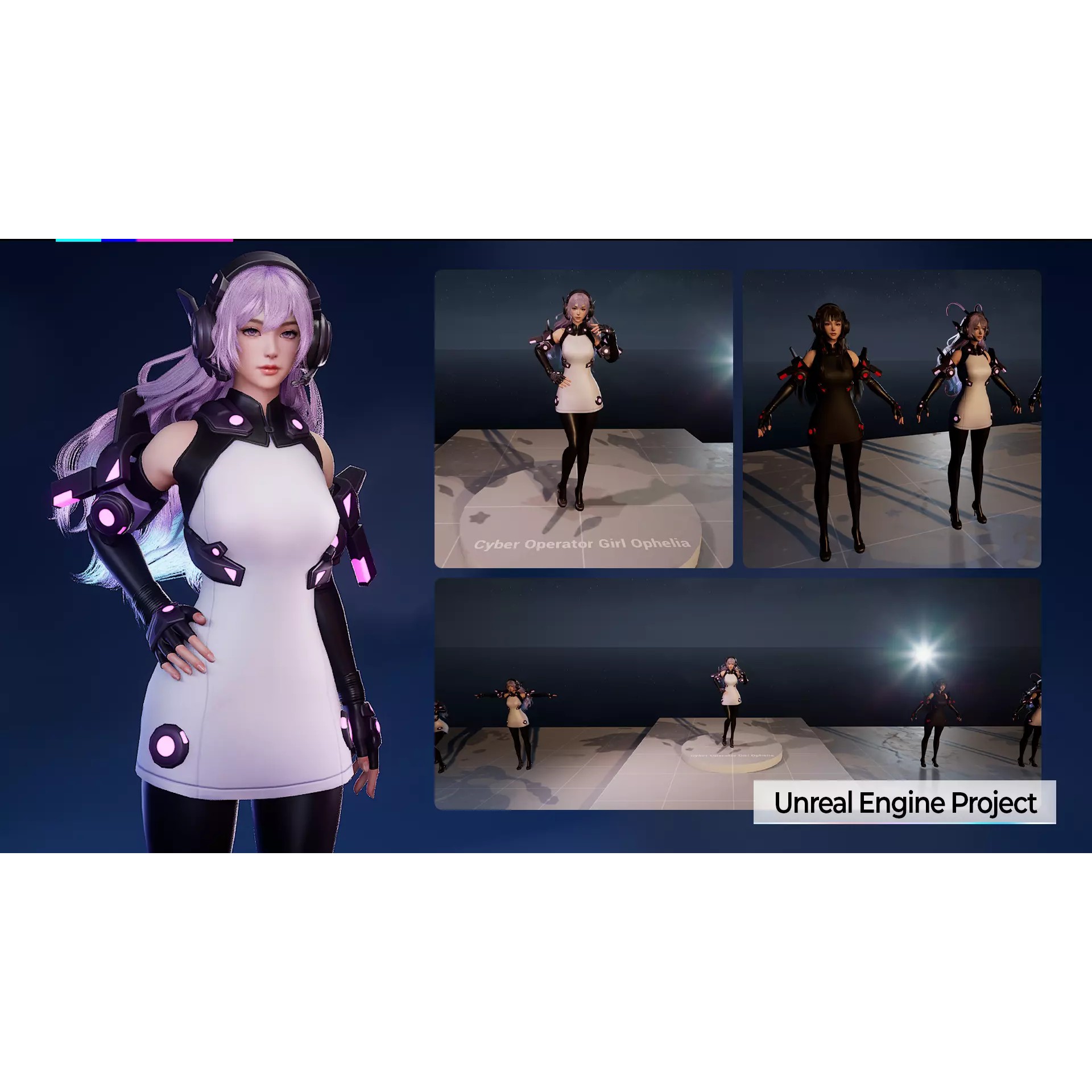 Cyber Operator Girl Ophelia - Low-Poly Game-Ready 3D Model - View 20