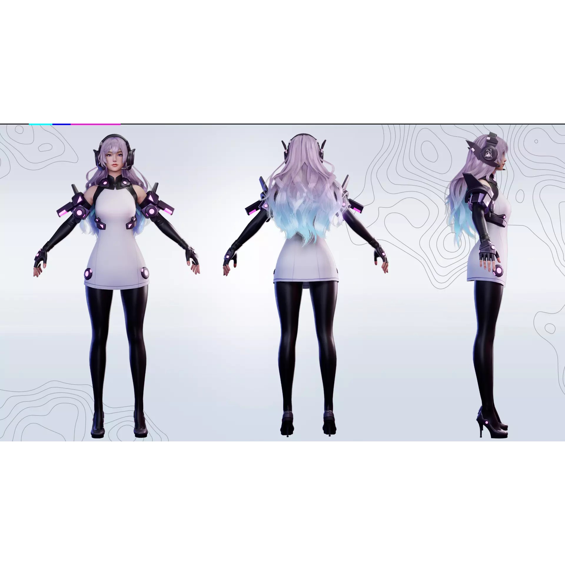 Cyber Operator Girl Ophelia - Low-Poly Game-Ready 3D Model - View 25