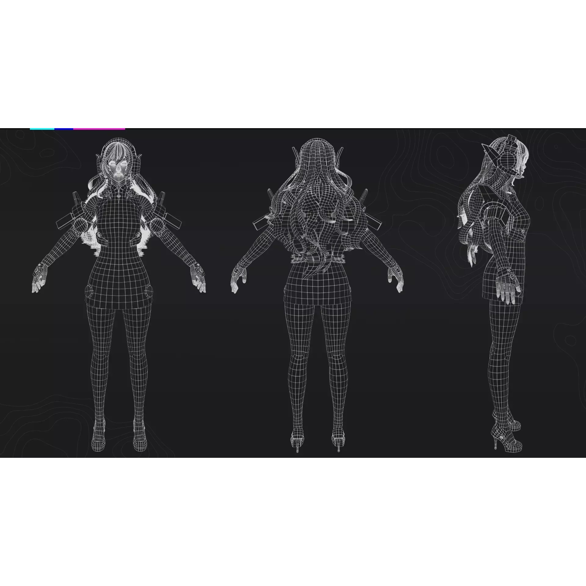 Cyber Operator Girl Ophelia - Low-Poly Game-Ready 3D Model - View 26