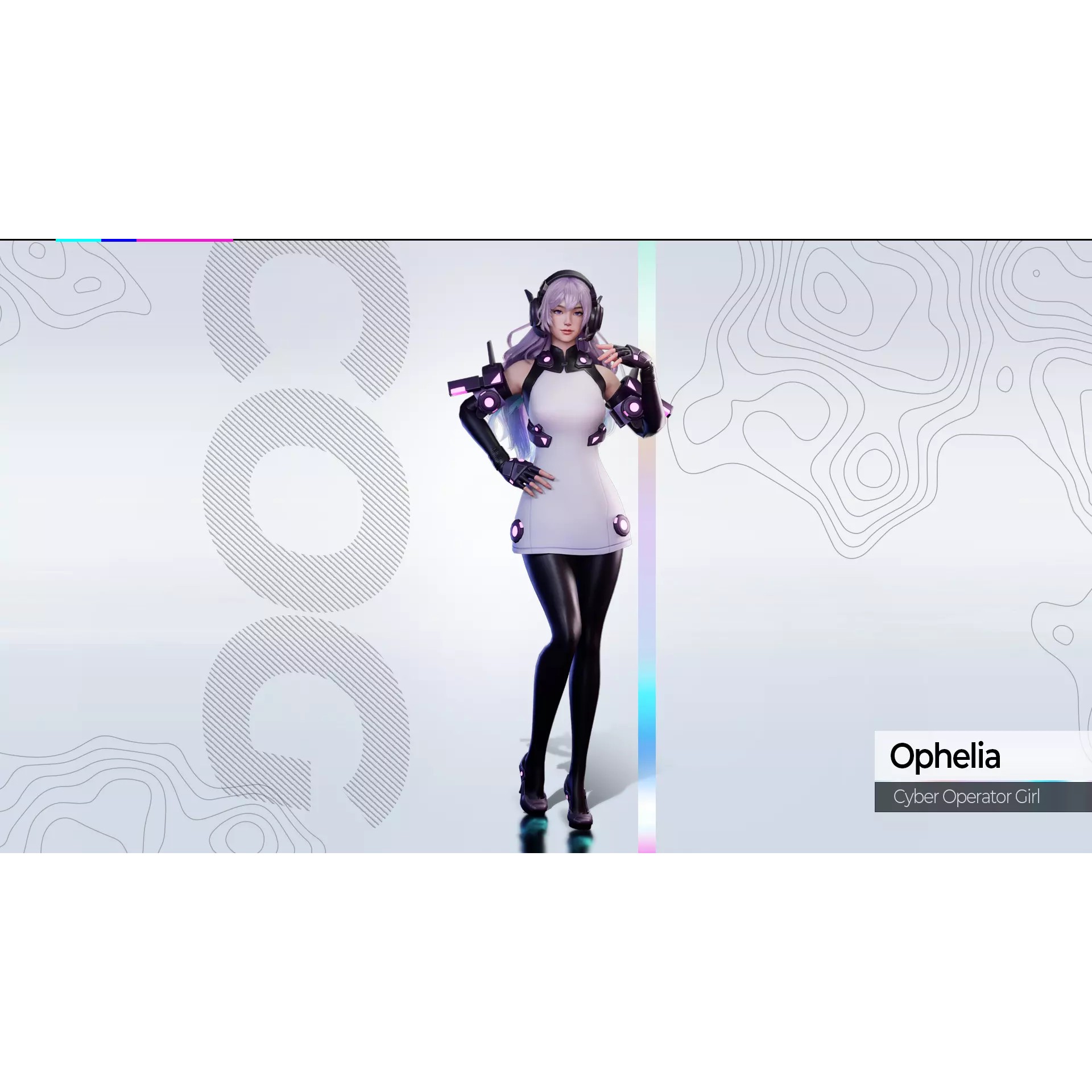 Cyber Operator Girl Ophelia - Low-Poly Game-Ready 3D Model - View 3