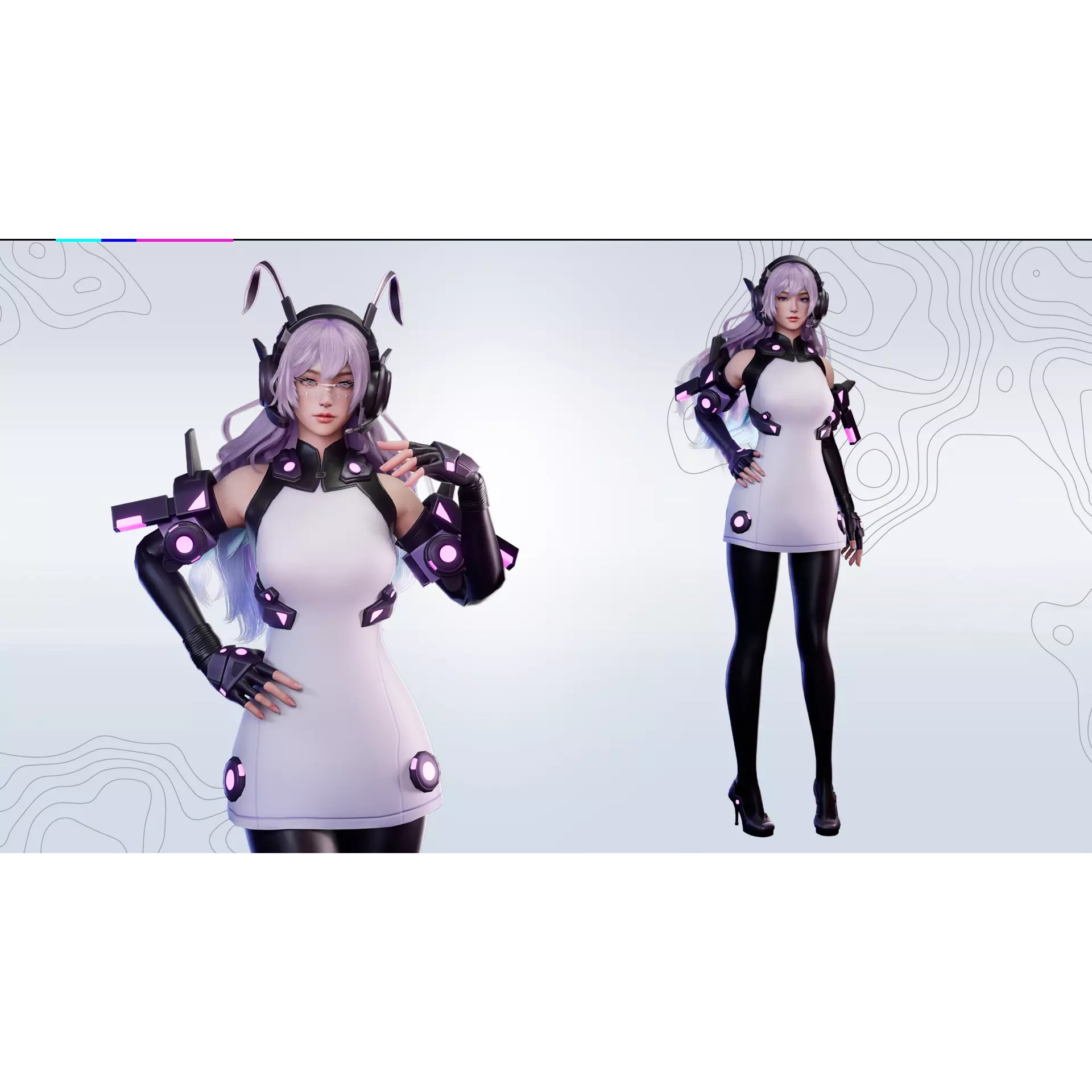 Cyber Operator Girl Ophelia - Low-Poly Game-Ready 3D Model - View 4
