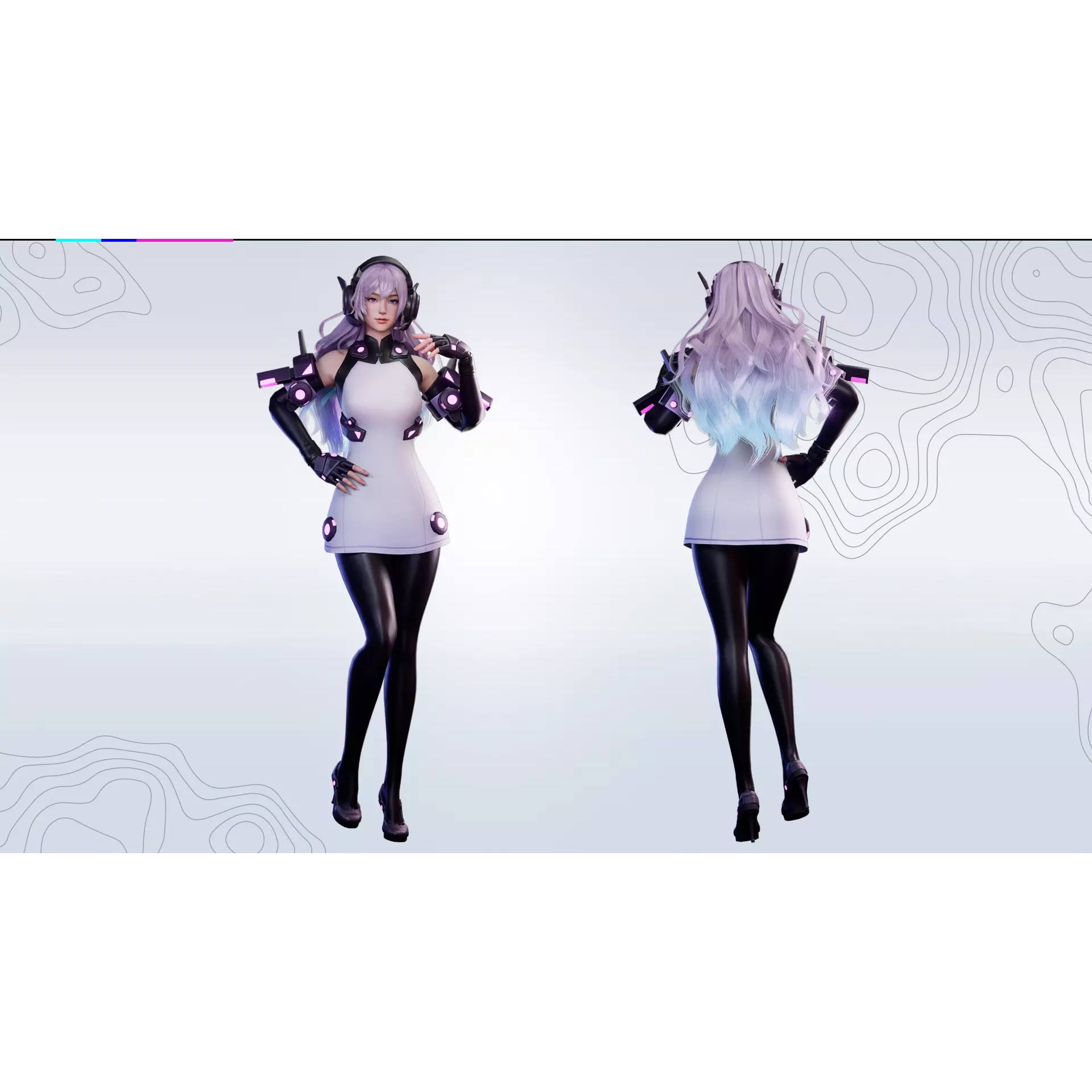 Cyber Operator Girl Ophelia - Low-Poly Game-Ready 3D Model - View 5