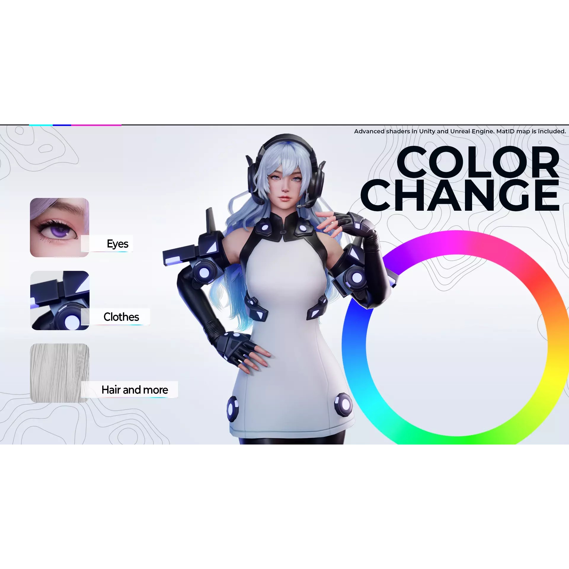 Cyber Operator Girl Ophelia - Low-Poly Game-Ready 3D Model - View 7
