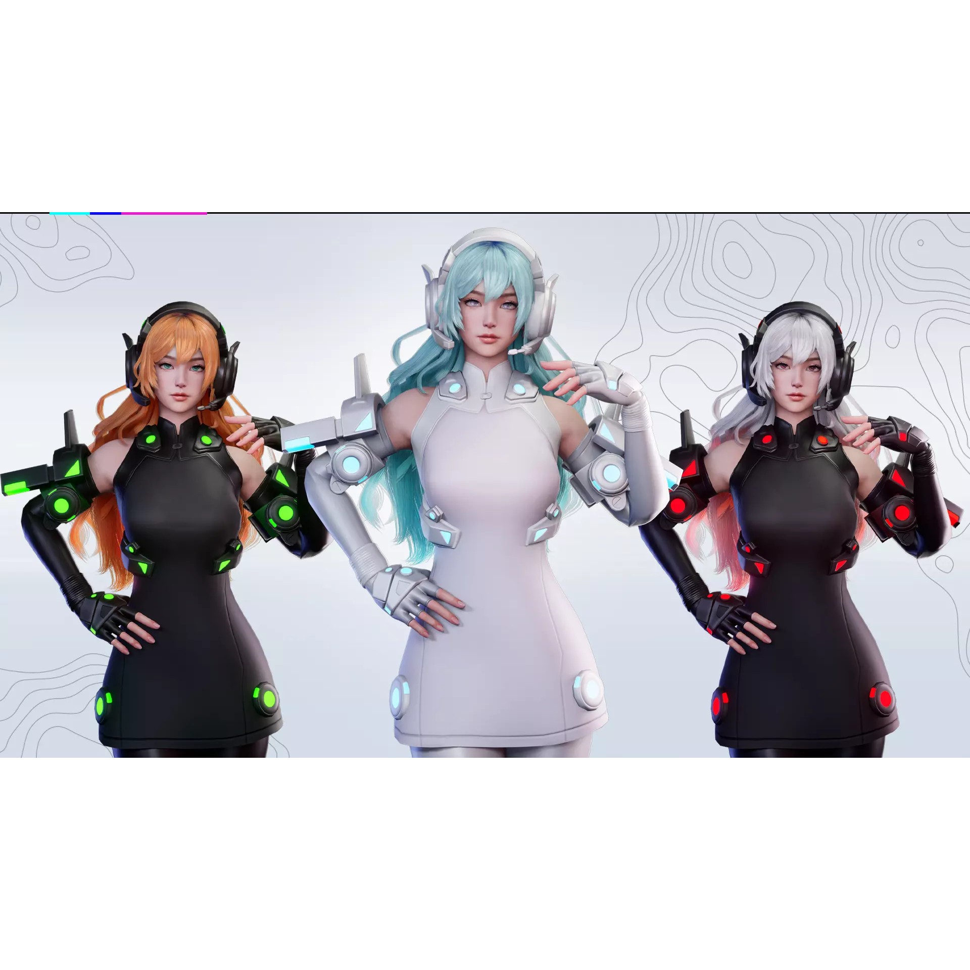 Cyber Operator Girl Ophelia - Low-Poly Game-Ready 3D Model - View 8