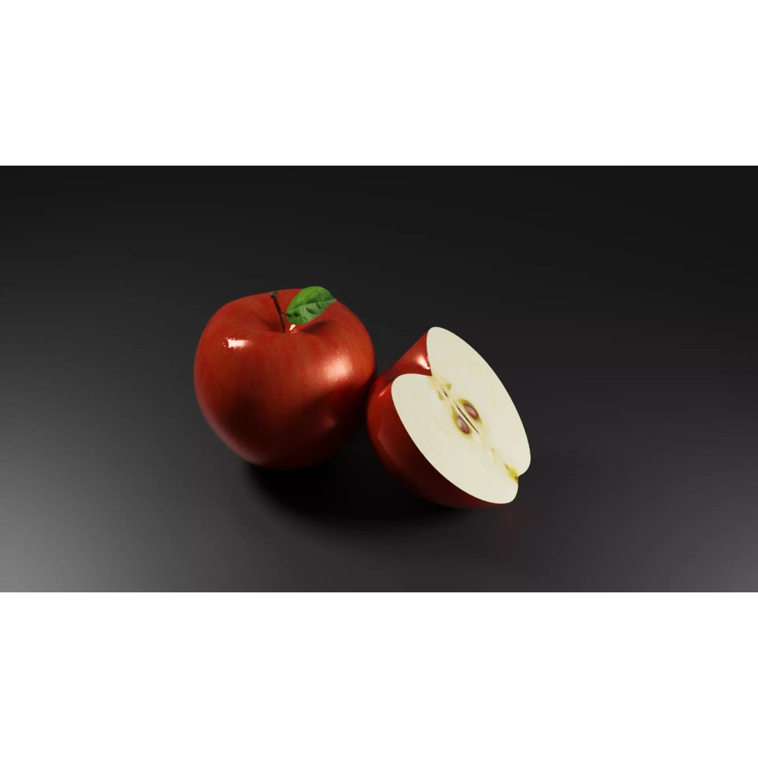 Realistic Red Apple 3D Model – Low Poly PBR Asset for Games and Animation - View 2
